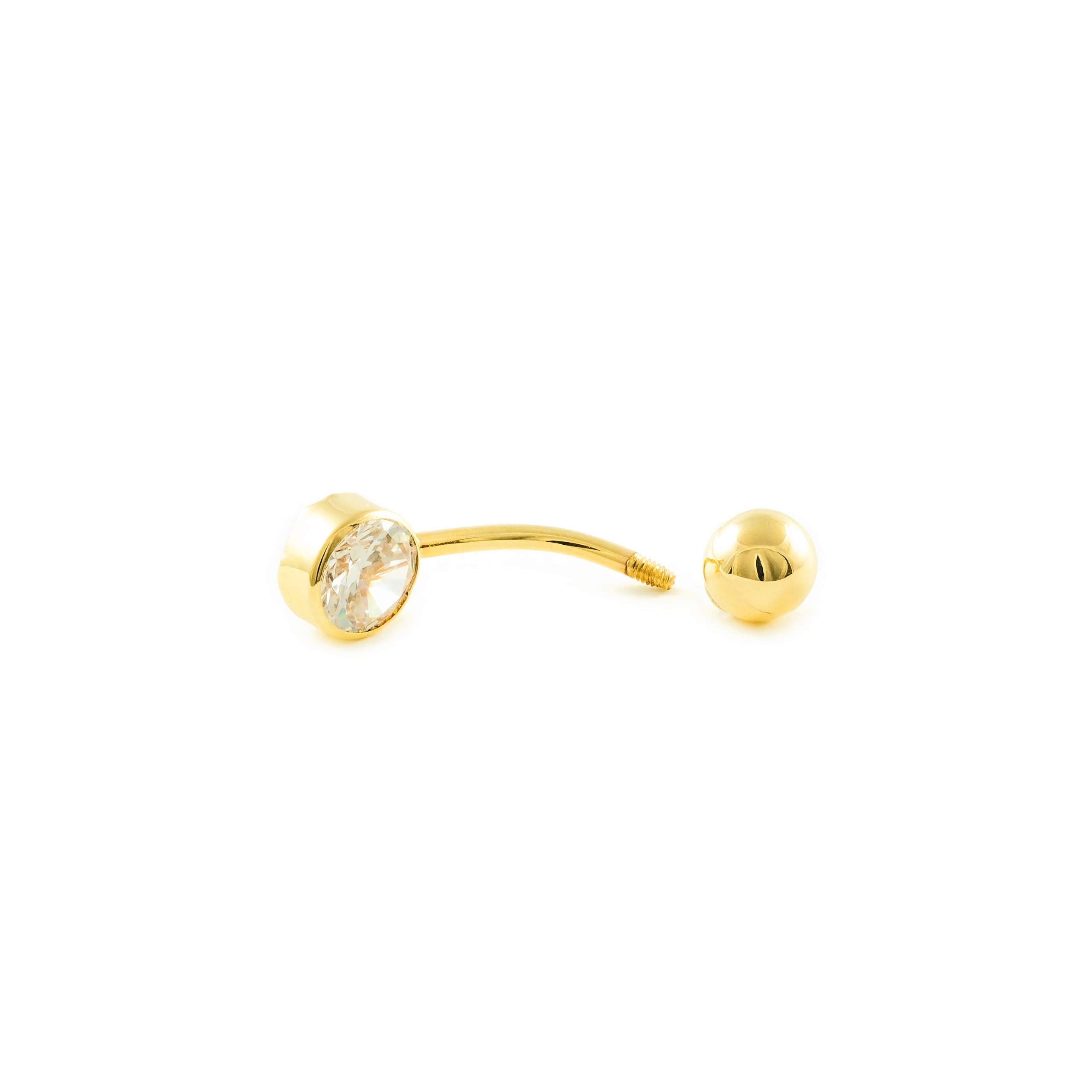 Piercing Gelbgold 18K Bauchnabel Rund Zirkonia 6 mm Glanz - Geschenkbox - Garantiezertifikat - Mondepetit