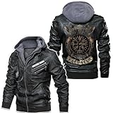 Vegvisir Berserker Valhalla Viking Warrior Personalized Men PU Leather Vest Coat Motorcycle Black Biker Jacket