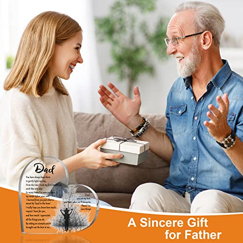 Image of Yookeer Dad Appreciation Gift Acrylic Plaque from Son Daughter, Heart | Blessed Wish Papa Birthday Table Centerpiece, for Father 50th 60th 70th 80th Birthday, Thanksgiving Christmas Decor