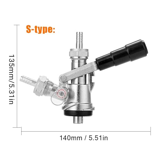 Keg Kegverschluss Zapfkopf Micromatic Korbkeg Typ S, Korb Keg Zapfkopf mit 6 Armaturen Bierfass Anschluss mit Sicherheitsüberdruckventil Hausbrauanlage
