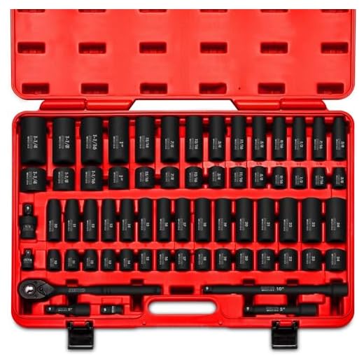 Neiko 02448A 1/2" Drive Master Impact Socket Set, 65Piece Deep & Shallow Socket Assortment | Standard SAE (3/8" To 1-1/4") & Metric (10-24 mm) Sizes | Includes Adapters & Ratchet Handle