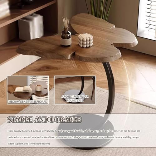 Image of Owme Adjustable Table Stands Couch Side Table, Swivel TV Tray Table, 360 Top Moving C-Shaped End Table, Small Center Table for Home Office Balcony | Storage Organizer (Nut Brown, Butterfly)