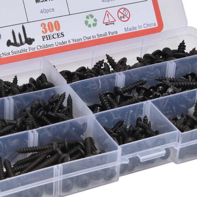 Generic 300Pcs Truss Head Self Tapping Screws Carbon Steel Screw Assortment Kit M3 M3.5 M4 M5 Hardware Fasteners tornillos