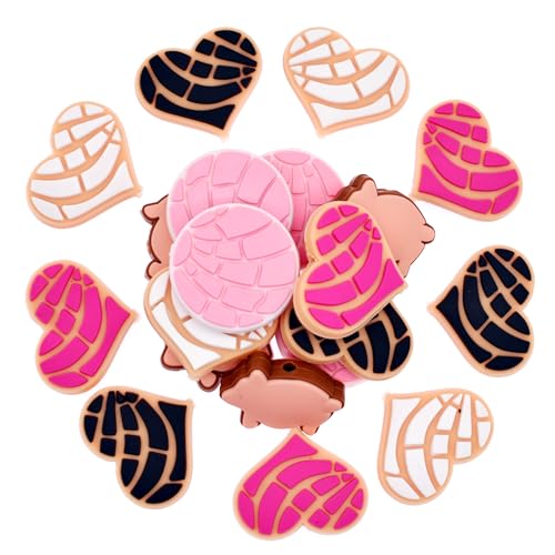 20PCS/Set Silicone Focal Bead Concha Cute Loose Beads Heart Valentine Day Focal Beads Accessory for DIY Keychains Bracelet Necklace Pens Lanyard Making