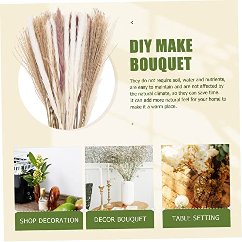 PRETYZOOM 300 Peças Flores de junco secas grama artificial material de enchimento de vaso plantar de