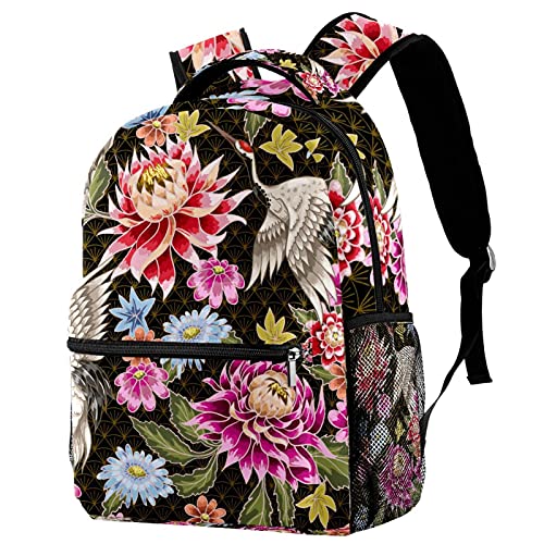 Sac à dos de voyage Leisure Campus imprimé grue rouge avec porte-bouteille