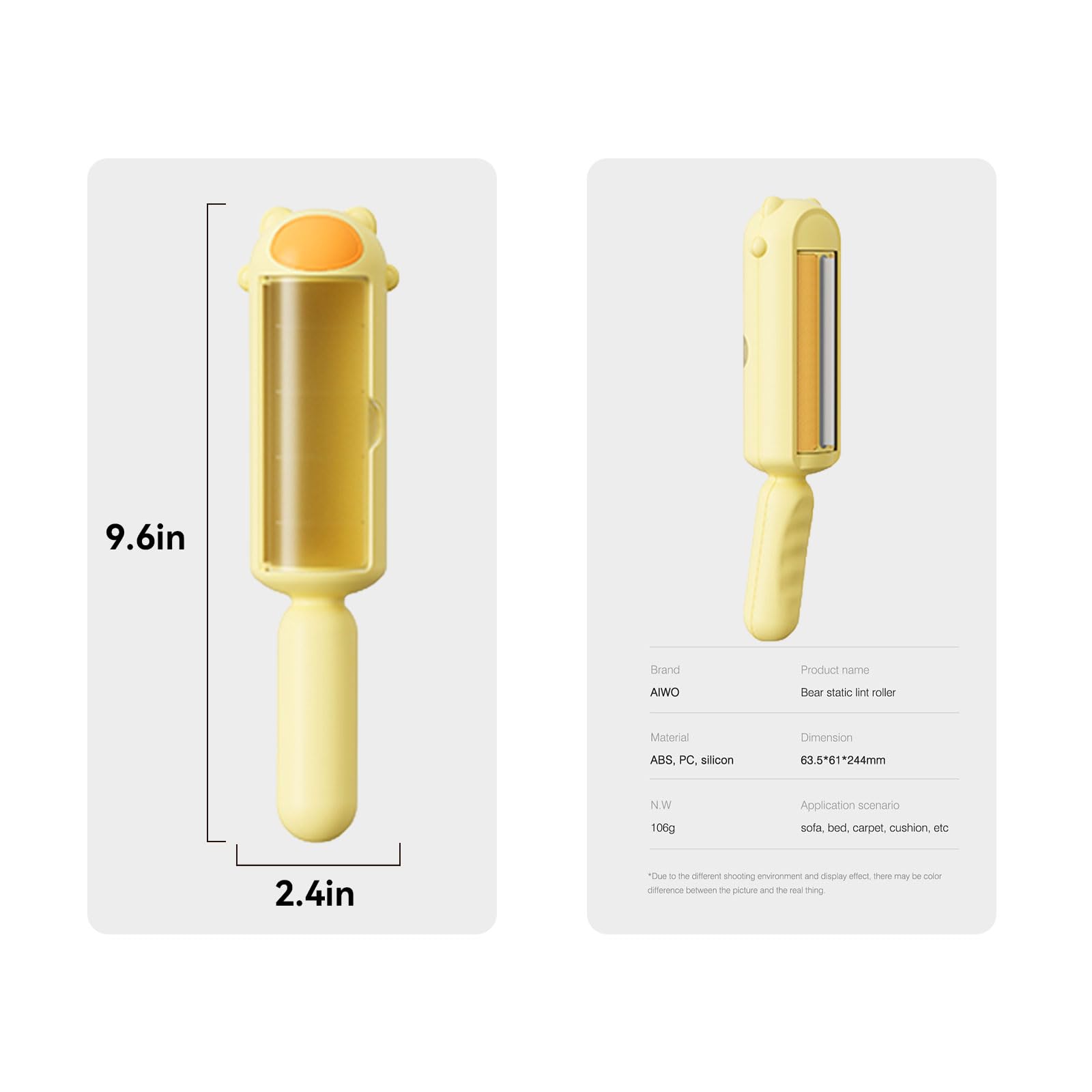 KUSIDI Pet Hair Remover for Couch- Dog Hair Remover, Cat Hair Remover for Couch, Furniture, Carpet, Car Seat, Reusable Roller with Self-Cleaning Base- Upgraded Animal Fur Removal Tool?Yellow