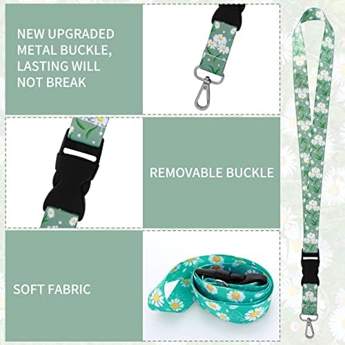 TIESOME 2 Pack Daisy Lanyard with Badge Holder, Floral Neck Lanyard ID Card Holder Set Quick Release Badge Lanyards Heavy Duty Badge Holder Office School Supplies