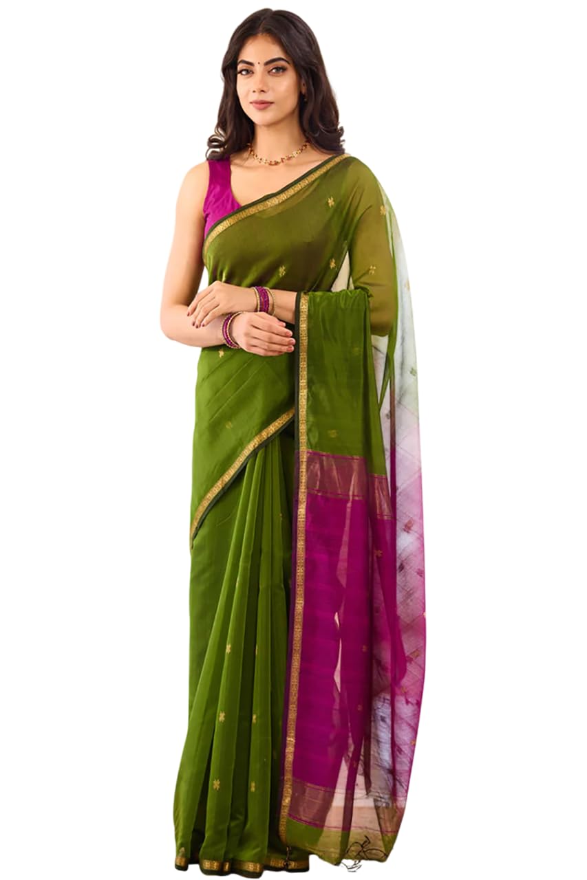anjaneya sarees Woven Cotton Silk Designer Kanjivaram Saree With Blouse-picture-6