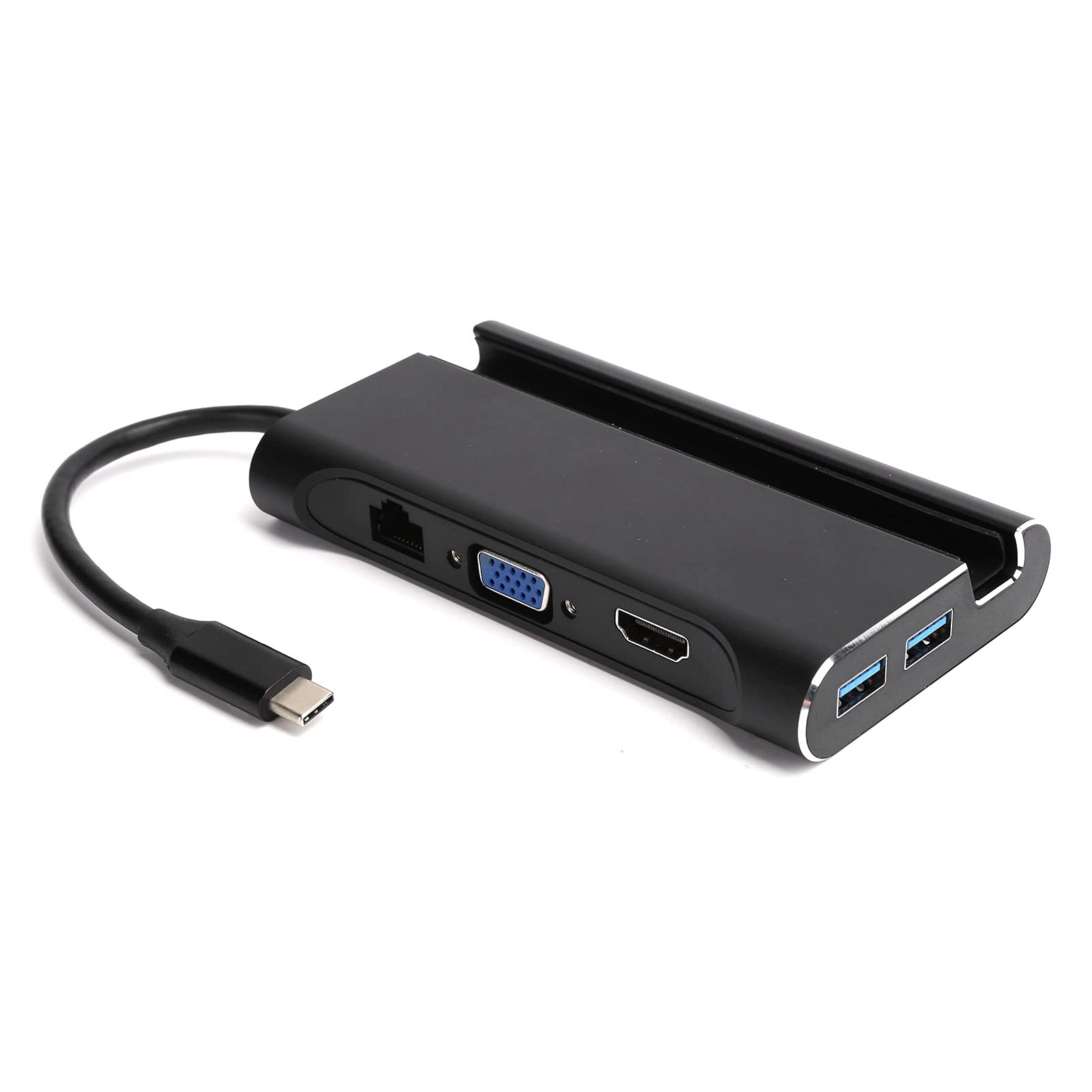 7-portowy Hub USB 3.0, 7-calowy 1 Stacja Dokująca Hub USB Typu C, Adapter Koncentratora USB, Interfejs Multimedialny HD/VGA/USB X 3 / PD, Obsługa 60W Mocy ładowania, Plug And Play