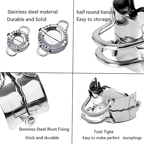 3 Pieces Stainless Steel Dumplings Maker Set, 1 Dumpling Skin Maker 2 Dumpling molds Chinese Dumpling Cutter Pie Ravioli Empanadas Press Mold Kitchen Accessories - Thumbnail 4