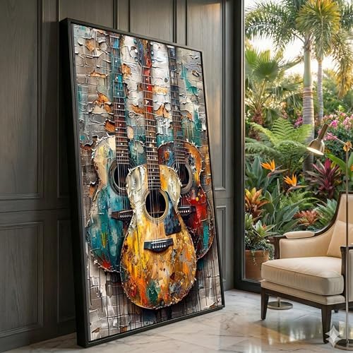 Peinture abstraite de guitare vintage pour salon de musicien rock