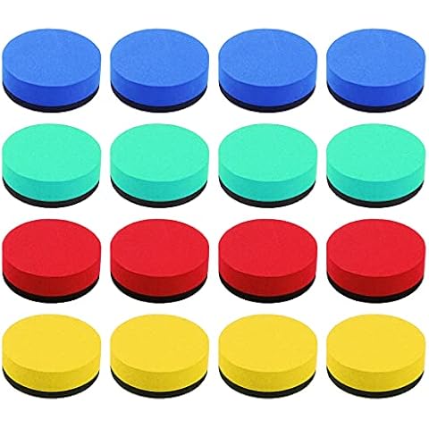 Cinvo 16 Pack Mini Dry Erase Erasers Magnetic Whiteboard Erasers Chalkboard Cleaners Dry Erasers Wiper for Classroom Student Teacher Back to School Supplies Office and Home Use(4 Colors, 2 x 2 Inch) Cover