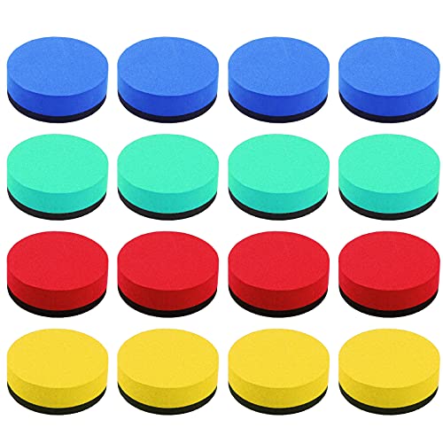 Cinvo Paquete de 16 borradores magnéticos de, limpiaparabrisas para aula, estudiante, profesor, oficina y uso doméstico (4 colores, 2 x 5 pulgadas) Cover