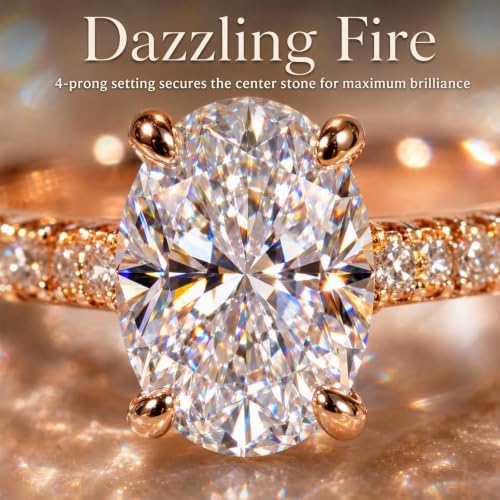 Axylena Engagement Ring for Women 4.5ct Radiant/Oval Cut Cubic Zirconia 18K Gold Plated (Yellow/White/Rose) Wedding,Travel, Anniversary,Daily,Promise Ring for women Sizes 6-10 - image 3