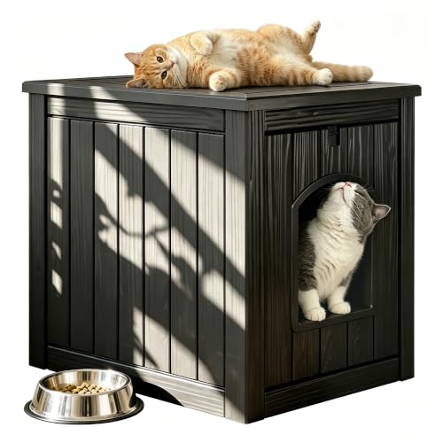 Outdoor Cat House Weatherproof, Resin Durable Cat House Insulated Condos with…
