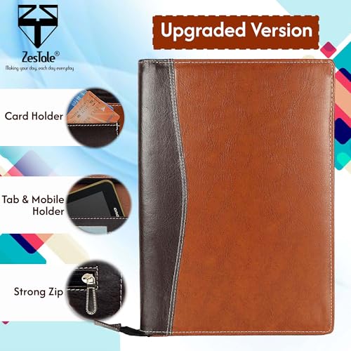 Image of ZesTale Faux Leathere Professional Files and Folders | Conference Folder | Certificate Holder | Documents Folder | File Folders for Documents (20 Leafs, Colour- Brown) (FS)