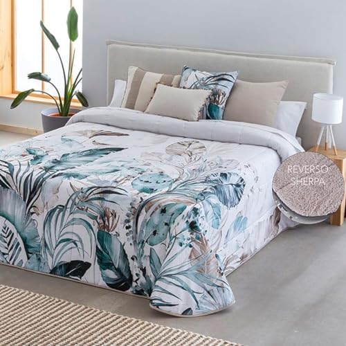 Lanovenanube Edredón con Reverso de Sherpa OLIVELLA, su Relleno 150 gr y Tejido Borreguito Suave de 220gr lo Hacen frío. Medida Cama 105 (205x265 cm). Tejido 100% Algodón. Incluye Solo edredón
