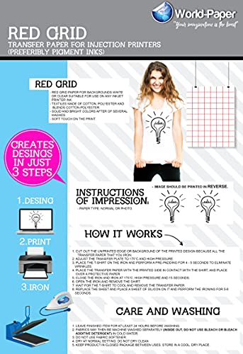 Inkjet Photo Transfer Paper 25 Sheets - Light Color Fabric - 8 1/2 X 11 Red Grid*