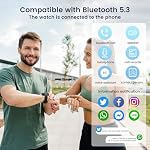 Smartwatch Armbanduhr Fitnessuhr Wasserdicht Uhr: Smartwatch Herren mit 1,43" AMOLED Touchscreen Rund Blutdruck Herzfrequenz Sport Schrittzähler Telefonfunktion lederarmband Herrenuhr fuer Android iOS – Bild 3