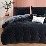 Plush Shaggy Duvet Cover Queen Size Grey Duvet Cover Velvet Reverse Ultra Soft Hidden Zipper Closure...