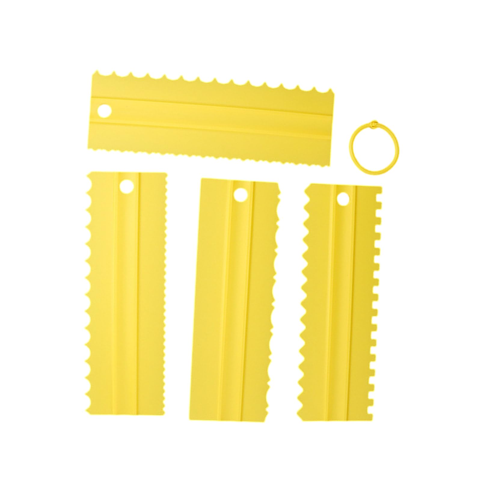 MICFENY 4Pcs Cream Scraper Irregular Teeth Edges Spatulas Cake Baking Scraper Fondant Cake Slicer Pastries Cutter Decorating Too