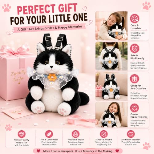 Image of Cute Tiger Plush Sling Bag for Kids | Soft Toy Shoulder Bag with Adjustable Strap | Lightweight Animal Backpack for Boys & Girls | Travel & Gift Bag - Black & White