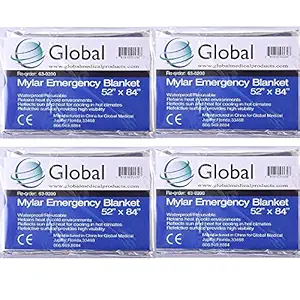 Thermal Emergency Blanket Mylar, Survival, Safety - Great for Camping Outdoors, Hiking, Survival, Climbing, Insulating Heat, or First Aid - Pack of 4