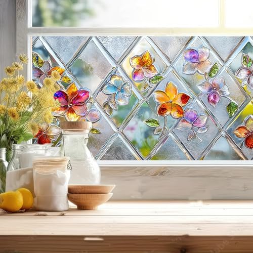 Película Decorativa para Ventana Floral BlissYard 39.3x17.7 pulgadas miniatura 4
