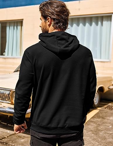Coofandy Men'S Gym Sweatshirt Long Sleeve Fashion Workout Athletic Hoodies Lightweight Hooded T Shirt Black thumb #6