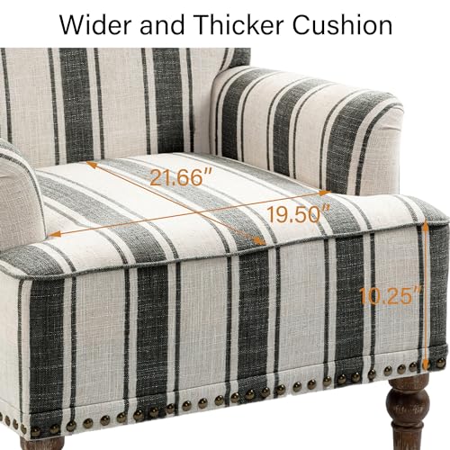 Accentchairmidcenturymoderncomfyarmchairforlivingroomlinenfabricsinglesofaloungeforreadingbedroomapartmentwaitingroomwithwoodlegsblackstripesetof2 Urban Country Home Decor Accent chair mid century modern comfy armchair for living room linen fabric single sofa lounge for reading bedroom apartment waiting room with wood legs black stripe set of 2 urban country home decor