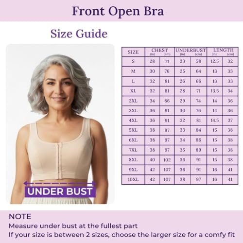 Image of ADIRA | Front Open Bra for Elderly Women | Non Padded & Non Wired | Bra for Elderly Women | Full Coverage with Front Hook | U-Back | Stretchable Cotton Fabric | Pack of 1