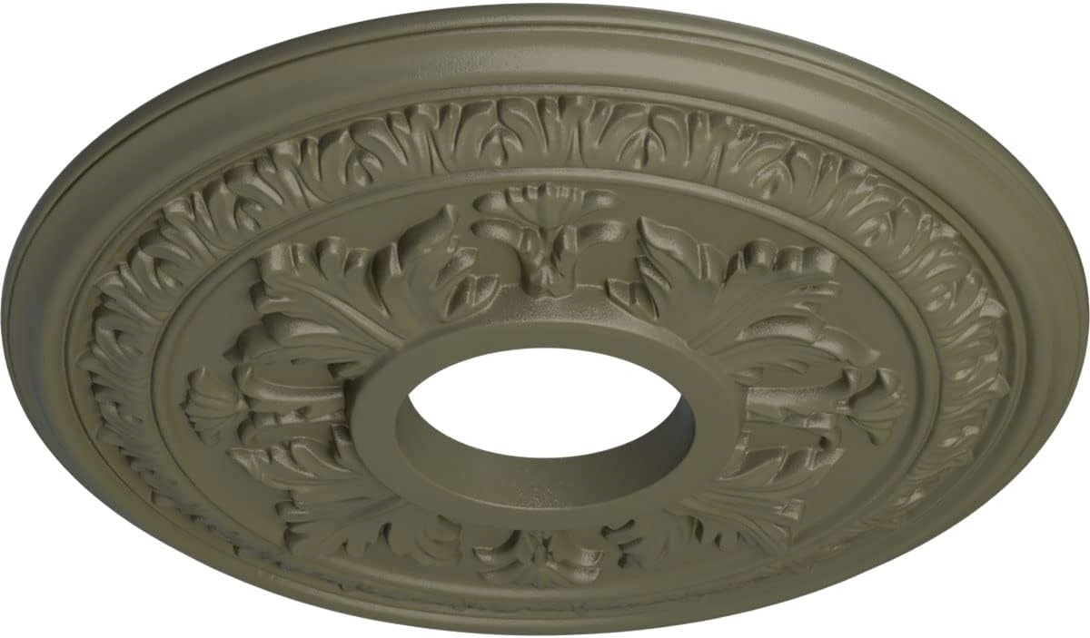 Ekena Millwork CM15BASSF 15 3/8"OD X 4 1/4"ID X 1 1/2"P Baltimore Ceiling Medallion Fits Canopies Up to 5 1/2", Spartan Stone