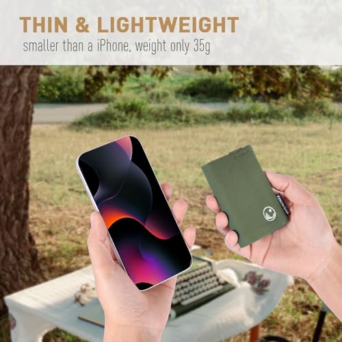 Image of Minimalist Slim Wallet for Men, Heavy Duty Ripstop Nylon Trifold Wallet, Water Resistant Durable Front Pocket Wallet with Elastic Band, Large Capacity, Includes 1 RFID Blocking Card, Green