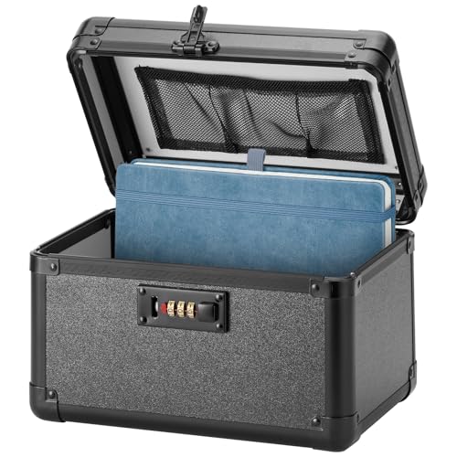 LOCKCURX Caixa de cadeado grande – Caixa de segurança com fecho, estojo de armazenamento com trava para itens pessoais e medicamentos, cofre trancável à prova de crianças para casa/escritório/escola