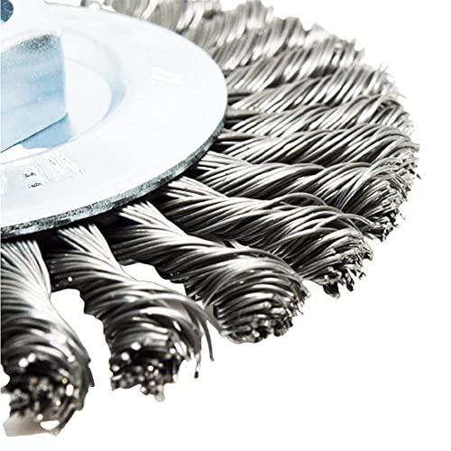Image of Benchmark Abrasives 4 inch x 3 /16 inch Stringer Bead Wire Wheel with 5 /8 inch-11 Thread, for Weld Cleaning, Weld Spatter Removal, Stripping, Deburring, Use with Angle Grinders - (4 inch x 3 /16 inch, Carbon)