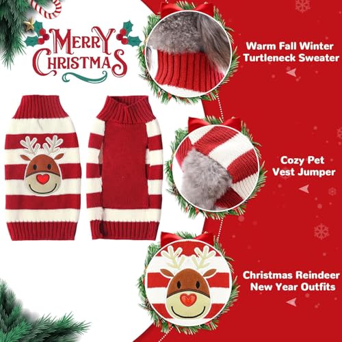 Hundepullover Weihnachten Hund Rollkragenpullover Weihnachten Muster Strickwaren warme Haustier Pullover, Winter Hund Mantel, Pullover Pet-Kostüm für Hundepullover klein mittelgroße Hunde (M, A)