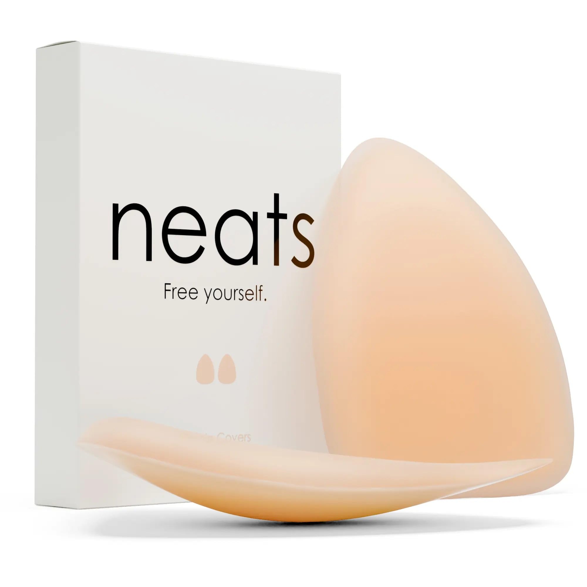 Neats Women's Champagne Triangle Nipple Covers For Reusable Hypoallergenic Adhesive Silicone Pasties, Seamless Invisible No-Show Breast Cover For Deep Necklines