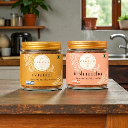 Image of The Circle Of Aroma Signature Instant Coffee|100% Arabica|Rich Aroma|No Added Sugar|Combo Of 2|Irishmocha & Caramel|50g(25 Cups) Each Flavour|Enjoy Hot /Cold