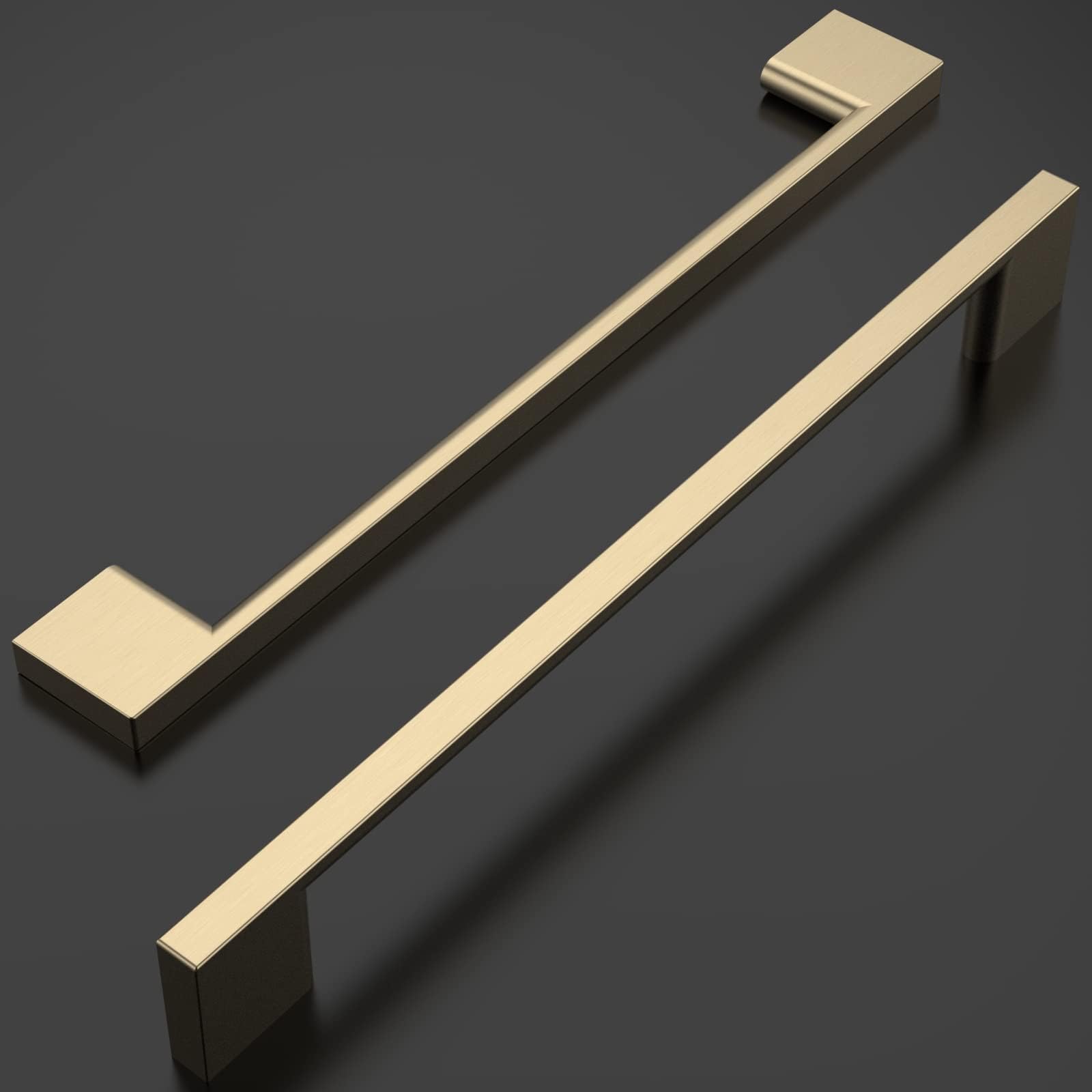 Amerdeco 10 Stück Möbelgriffe Gebürstetes Messing, 256mm Lochabstand, Zinc alloy Schubladengriffe & Schrankgriffe für Küchenschränke & Kleiderschränke UK0022