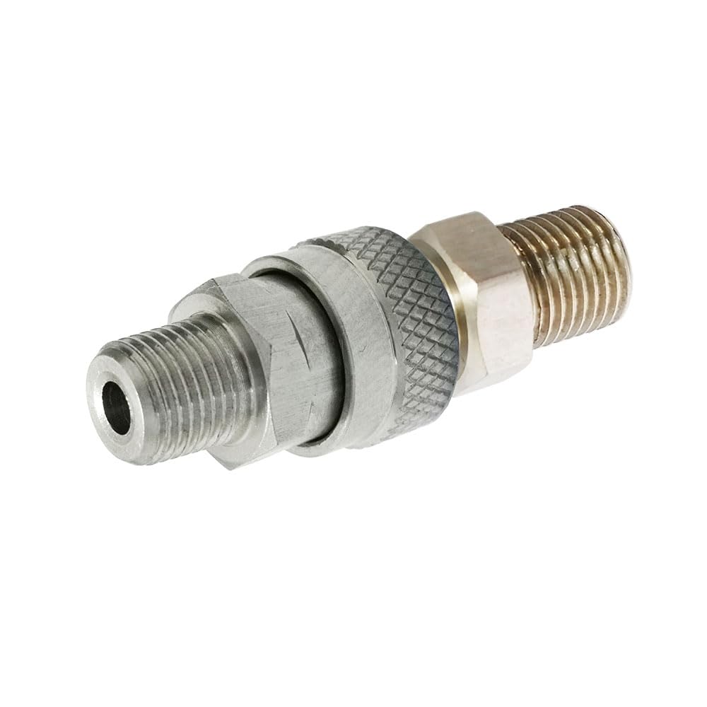 1 Set 1/8 NPT Double Male Connector and 8mm Fill Nipple Plug Quick-Disconnect Stainless Steel PCP Remote Line Adapter
