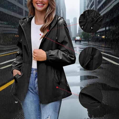 Womens Jacket Hoods Outfits Raincoat for Women Lightweight Hooded Waterproof Basic Winter Fall Outfits 2025 Y2K2
