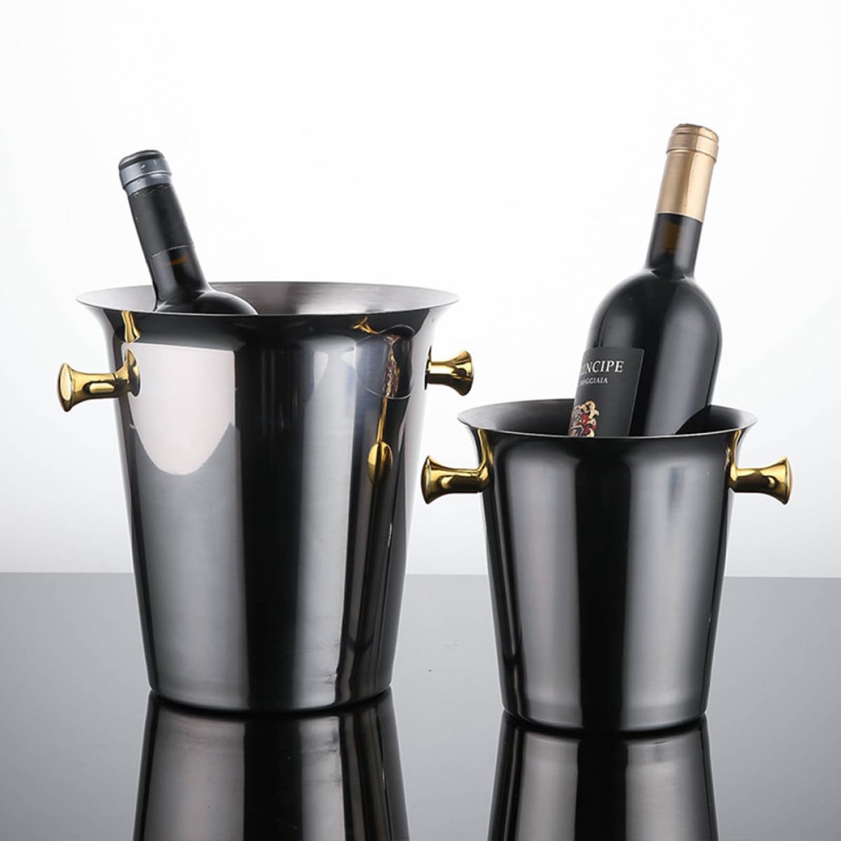 Seau à Glace Rond en Acier Inoxydable 2l Portable pour Bar