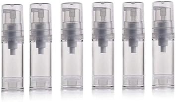 VASANA 6Pcs 5ML/0.17oz Airless Pump Bottle - Empty Refillable Plastic Airless Vacuum Pump Cream Lotion Bottle Travel Sample Packing Toiletries Liquid Container for Cosmetic Make-up Clear