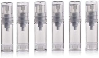 5ML Airless Pump Bottle-Empty Refillable Airless Vacuum Pump Cream Lotion Bottle Travel Bottles Toiletries Liquid Container for Cosmetic Make-up Pack of 6 (Transparent)