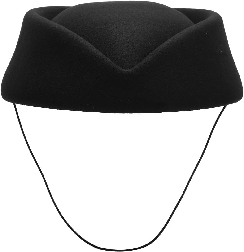 Freebily Imitation Wool Felt Stewardess Air Hostesses Pillbox Hat Millinery Teardrop Fascinator Base Cap for Cosplay Costume Accessories