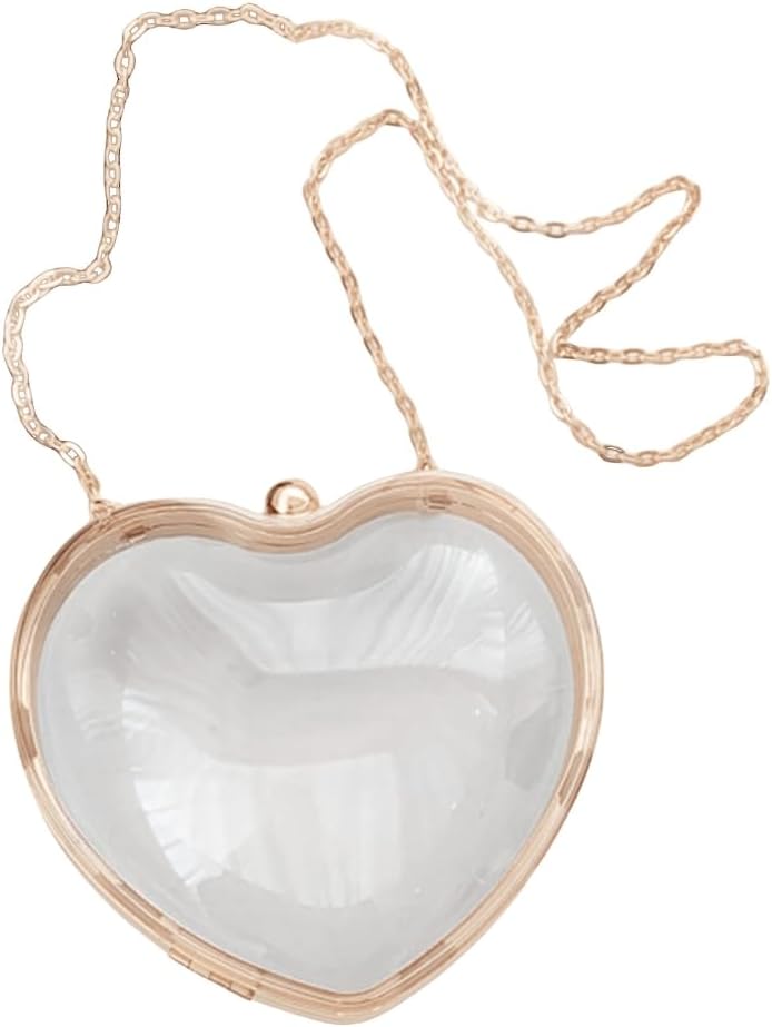Fashionable Heart Shape Clutch with Removable Chain Shoulder Bag Evening Purse