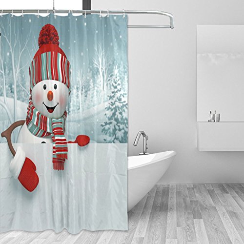 jstel Decor Duschvorhang 3D Cartoon Schneemann Weihnachten Muster Print 100% Polyester Stoff 167,6 x 182,9 cm für Home Badezimmer Deko Dusche Bad Vorhänge mit Kunststoff Haken jstel Decor Duschvorhang 3D Cartoon Schneemann Weihnachten Muster Print 100% Polyester Stoff 167,6 x 182,9 cm für Home Badezimmer Deko Dusche Bad Vorhänge mit Kunststoff Haken