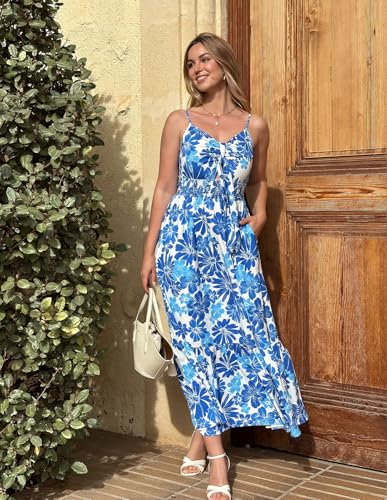 Image of GRACE KARIN Womens Summer Floral Maxi Dresses 2026 Long Flowy Boho Dress Beach Vacation Sundresses Casual Clothes with Pocket