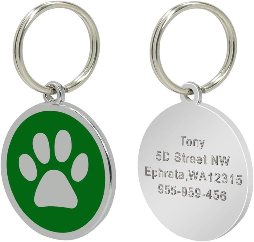 SOCHII Wholesale 80pcs/lot Dog Id Tags for Cat Dog Personalized Pet Puppy Cat Tag Customized Collar Pendant Accessories 8 Colors Green Free Size
